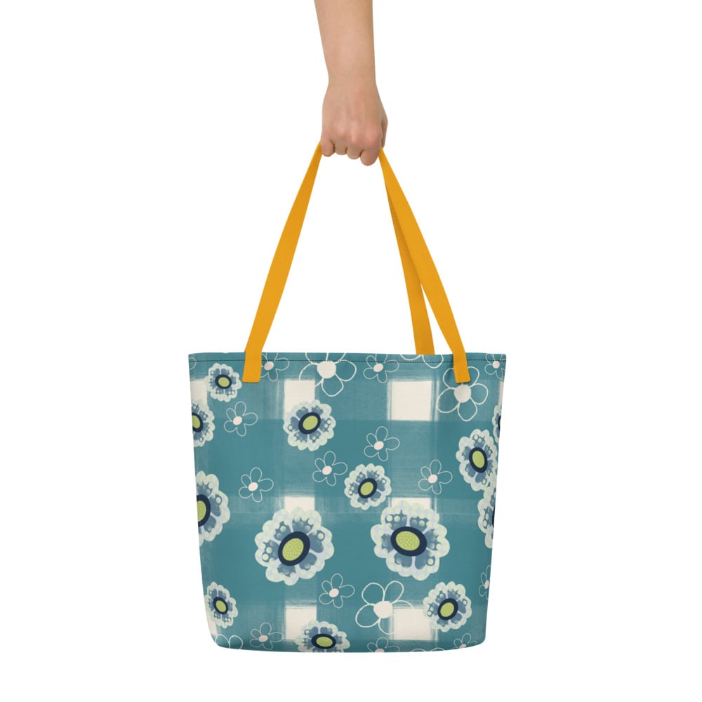 Image of Flower Power Beach Bag Petrol square