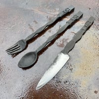 Image 1 of Handforged Cutlery Set (Skull Motif) Made to Order