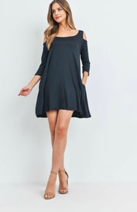 Image 1 of Everyday Cold Shoulder Short Sleeve Pocket Dress