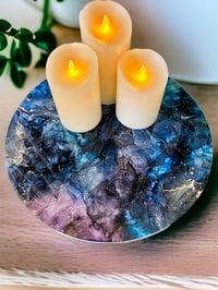 Image 3 of 14" Lazy Susan Turntable Epoxy Resin Art 'The World'