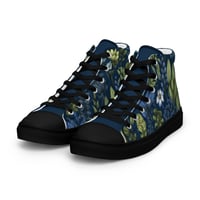 Image 8 of Art Nouveau Inspired Blue Boho Floral Sketch Women’s high top canvas shoes