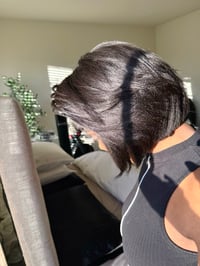 Image 6 of 10 inch YAKI LAYERED 13x6 LACE FRONT BOB WITH CURTAIN BANGS 