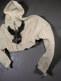 Image 2 of 1/4 Zip R eagle thermal hoodie -white