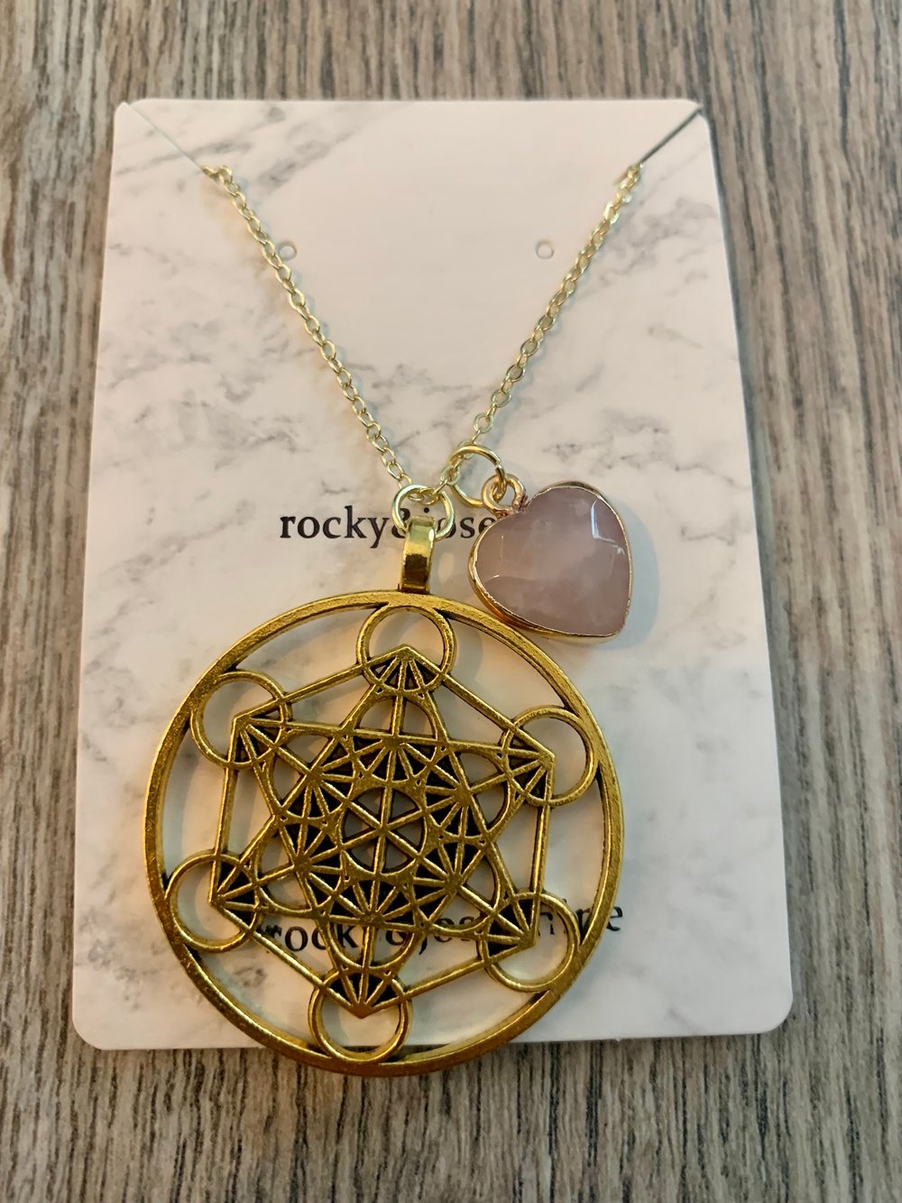 Image of Reiki Charged Metatron's Cube Rose Quartz Heart Healer