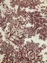 Image 1 of Hule Loneta Resinada - Toile de Jouy - Granate - 6€/m