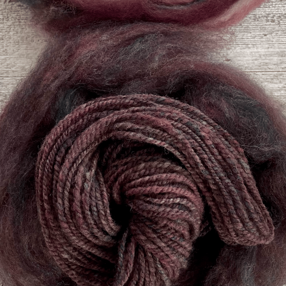 4 oz. • Ivy & Wine (Heathered): on Gulf Coast Native, Falkland, Cheviot, Targhee, bamboo, silk