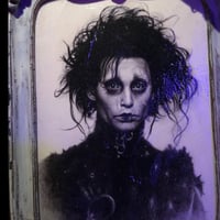 Image 3 of ‘EDWARD SCISSORHANDS’ - HAND EMBELLISHED PRINT IN HAND PAINTED FRAME - 7 x 5 in { 1 / 1 }