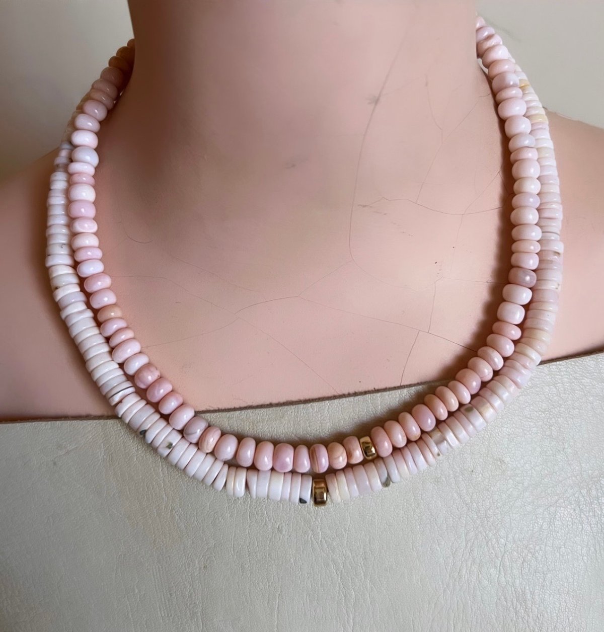 *new* CLASSIC STRAND-pink opal heishi beads