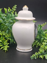Image 2 of White And gold Urn With Real Preserved Spider Web 