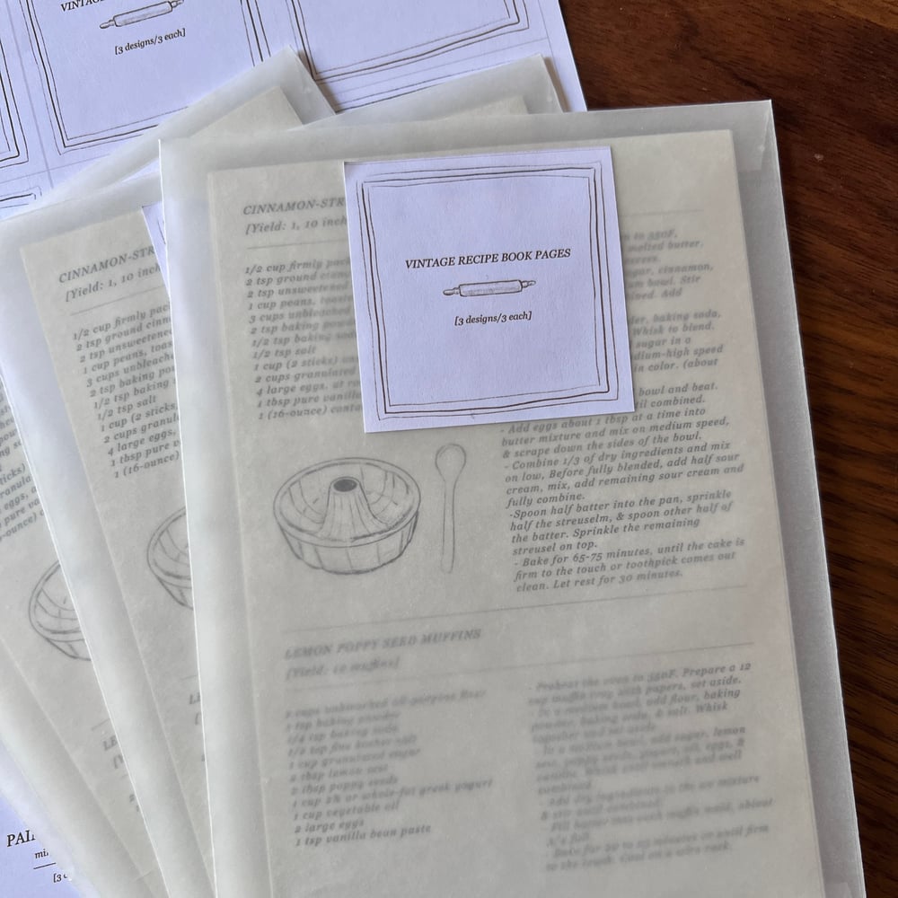 Image of 'Vintage Recipe Pages' Memo Sheets