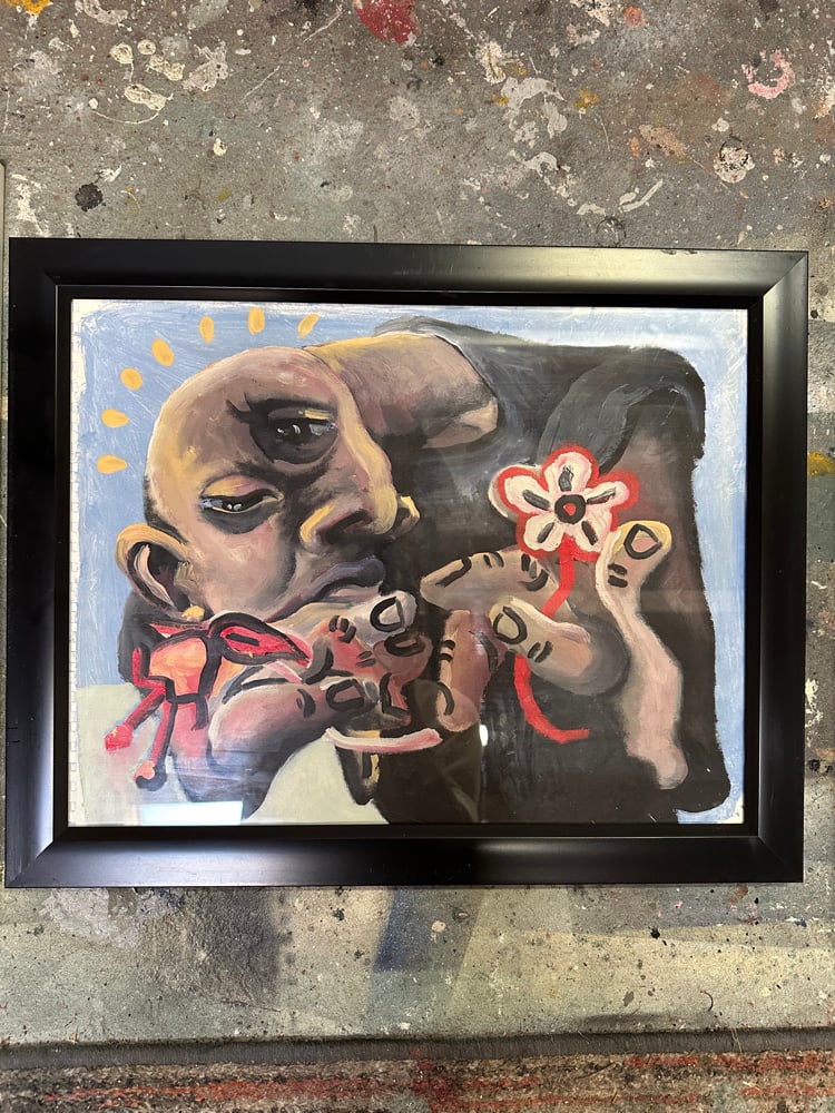 Image of “MAN WITH FLOWERS” painting