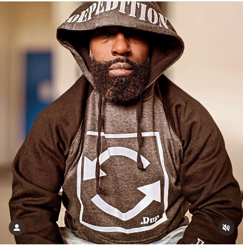 Image of Depedition (black and charcoal grey) hoodie 