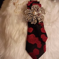 Image 1 of RED ROSES SILK TIE NECKLACE