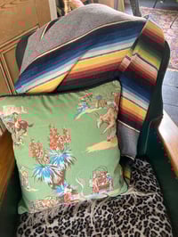 Image 10 of Western green cowboy cushion cover with black piping