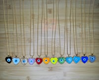 Image 2 of Long Chain Heart Evil Eye Necklace