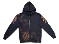 Image 1 of “DARK SIDE“ CUSTOM BLEACH PAINTED ZIP UP HOODIE MEDIUM