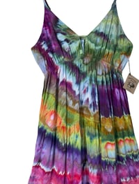 Image 7 of L Woven Tiered Lightweight Long Sundress in Tropical Agate Ice Dye