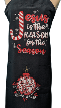 Image 2 of Jesus is the Reason Christmas Apron (black)
