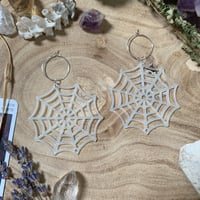 Image 3 of Glow In The Dark Giant Cobweb Earrings