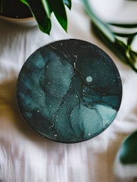 Image 2 of Set of 4 Epoxy Resin Art Coasters 'The Moss Agate"