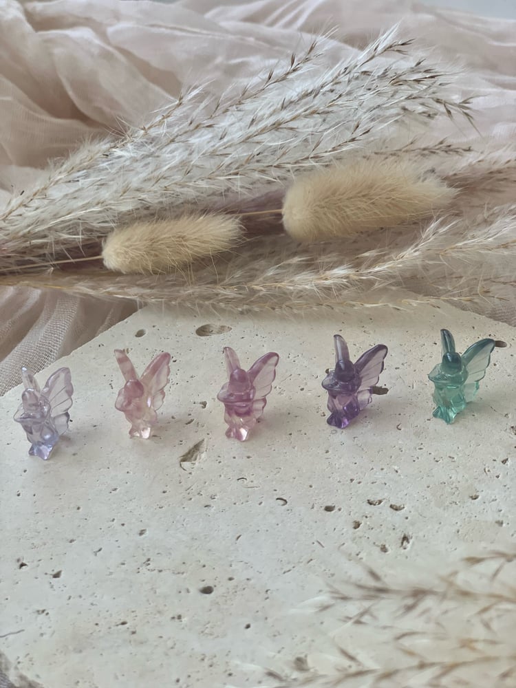 Image of Mini Rainbow Fluorite Fairy Carvings (intuitively selected)