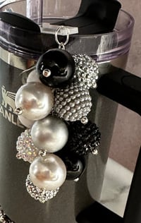 Image 4 of Black, White & Silver Glam Tumbler Straw Bauble