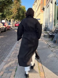 Image 13 of Lang grå/brun uldfrakke (s-xl)