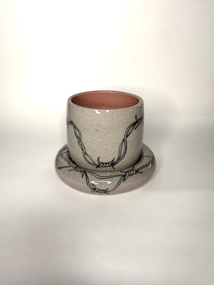 Barbed mug and saucer