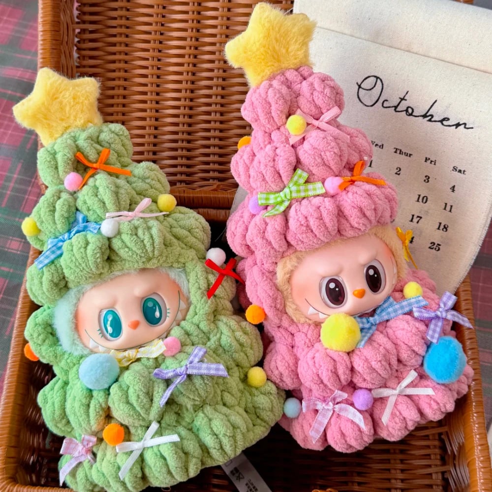 Image of Handmade Crochet Christmas Tree Clothing for 1.0/3.0 Labubu Outfit Doll DIY Accessories Christmas Ha