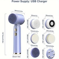 Image 6 of 6-in-1 Face Cleanser, Facial Cleansing Brush, Spin Face Scrub Brush for Cleansing, Removing, Exfolia