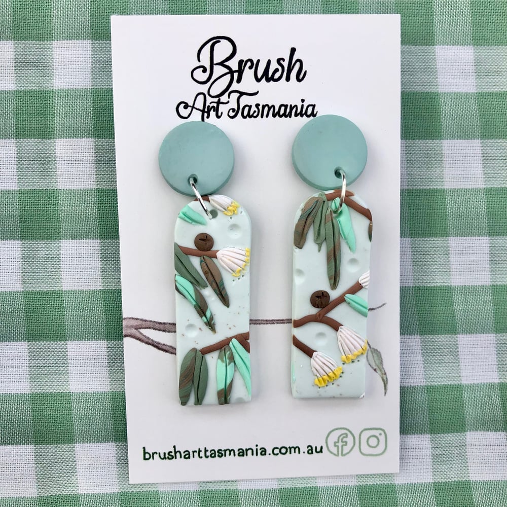 White Flowering Eucalyptus Earrings