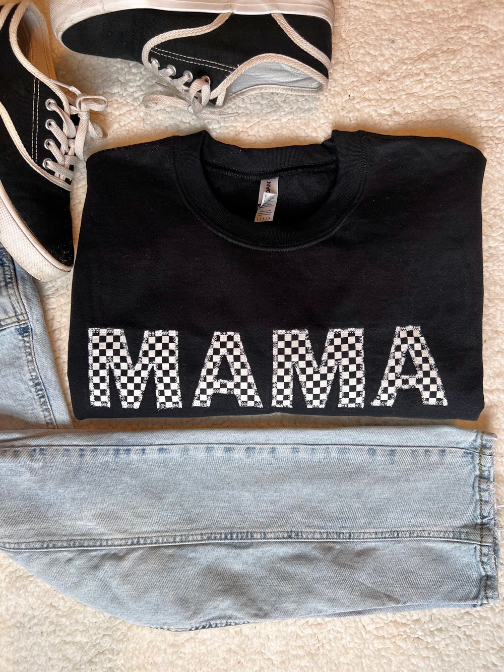 Image of Checkered MAMA crewneck