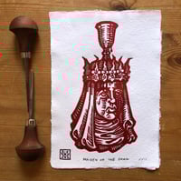 Image 1 of Maiden of the Grail - Lino Print - Crimson