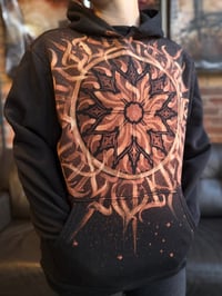 Image 2 of “Only time spent well“ Gothic window calligraphy bleach art on unisex hoodie - size L - 1of1
