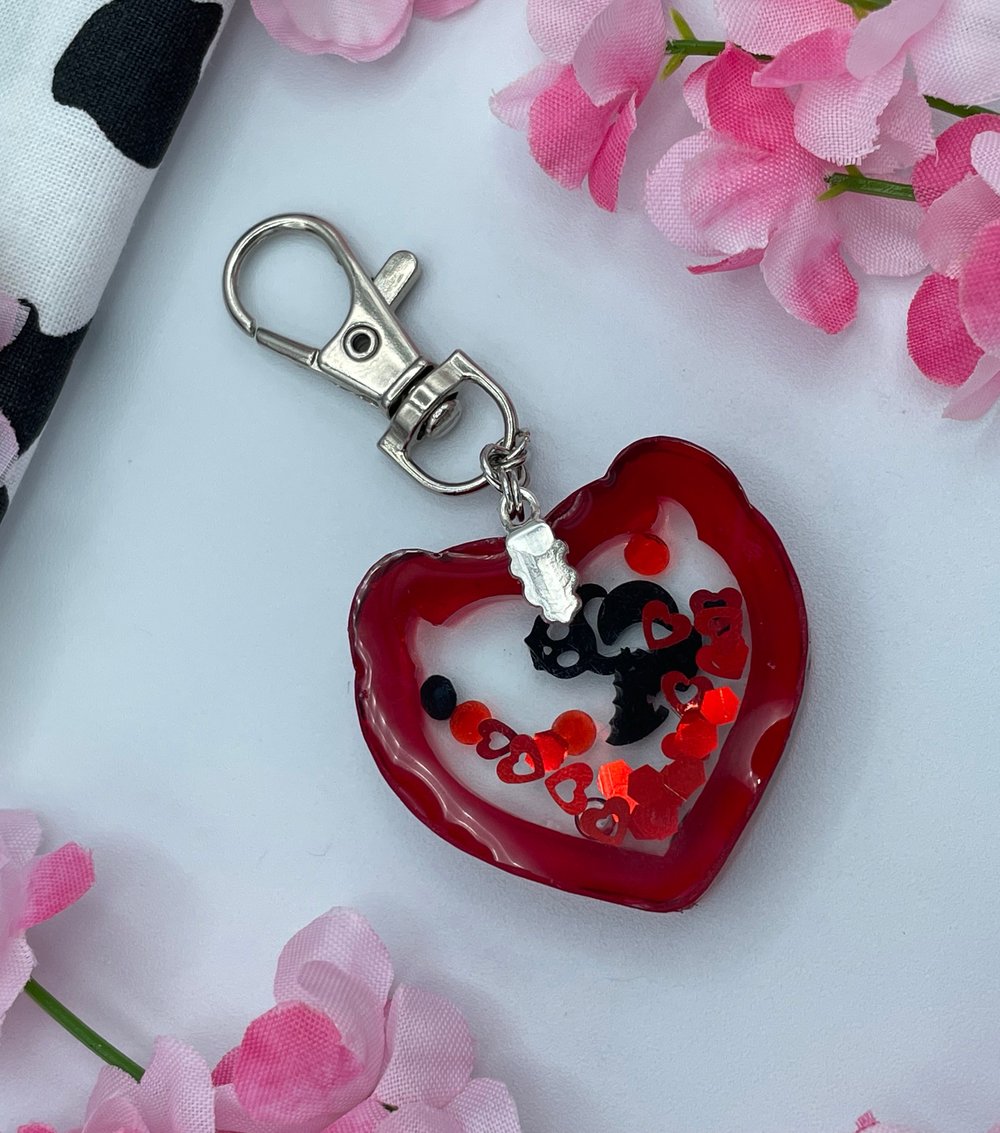 Image of Keychain - Solid Red Devil Heart ✨ oopsie item ✨