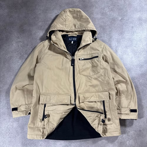 Image of Armani Jeans Multipocket Hooded Jacket, Size Large