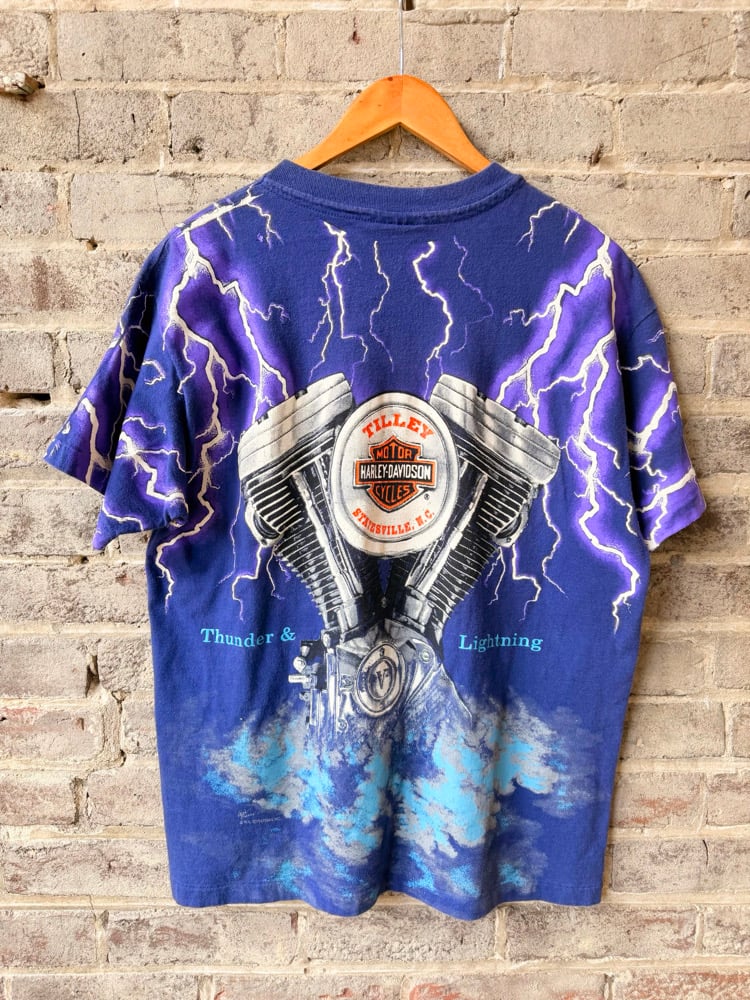 Image of Rare 90’s Vintage Harley Davidson Thunder & Lightning Single-Stitched Tee, SIZE: LARGE