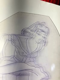 Image 2 of Sailor Jerry Pinup by Malone Tattoo Stencil Vtg Stencil Rollo 
