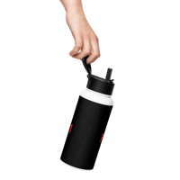 Image 15 of Stainless steel water bottle with a straw lid (Psalms 9;11 Black and Red)