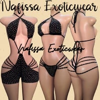 Image 3 of Crystal Rhinestone Bodysuit for Women - White, Black, Red and Pink Sparkle Outfits 