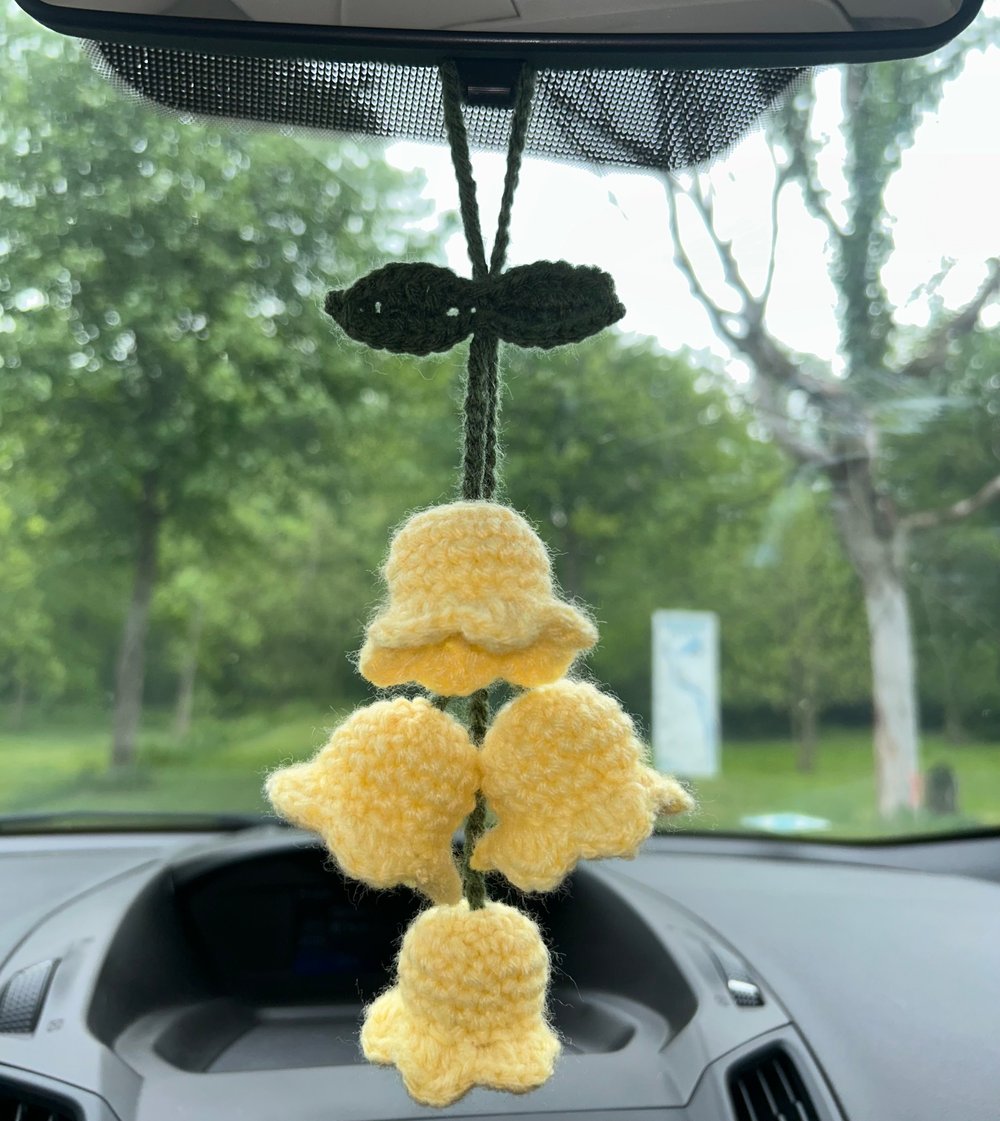 Image of lily of the valley car dangle