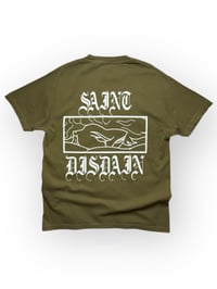 Image 2 of Embroidered Vintage Tee White on Washed Olive Green