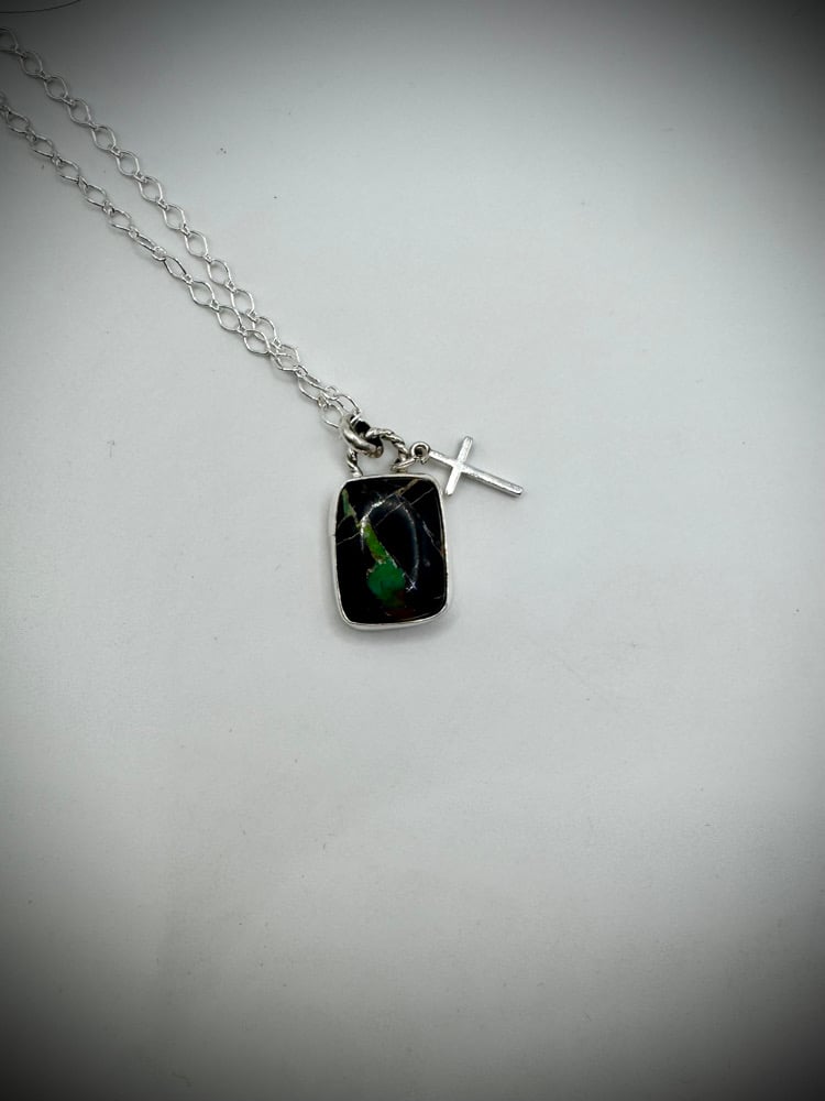 Image of Dainty Blackjack & Cross Necklace  🩵