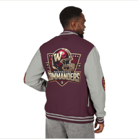 Image 2 of Washington Commander Letterman Jacket Burgundy/Grey