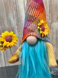 Image 3 of Harris Tweed Wee rainbow Sunflower Gnome