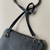 Image 3 of Large Zippertop Dark Chocolate and Black Canvas Bag