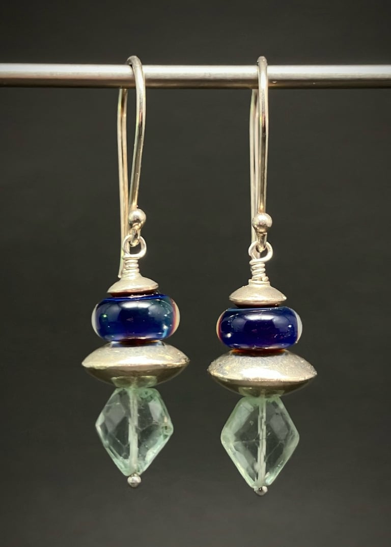 Apatite Indigo Silver Earrings