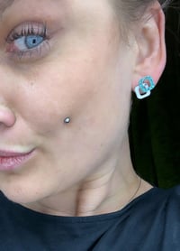 Náušnice Double Sque mini třpytivé