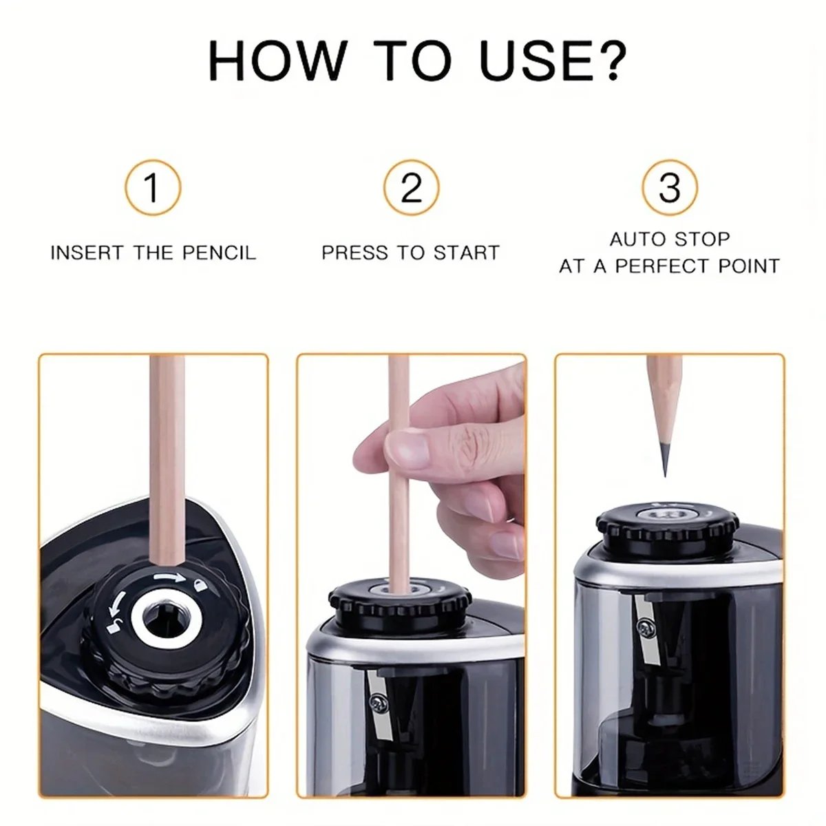 Image of Electric Sharpener Assembly Desktop Automatic Pencil Sharpener Suitable To Pencils (6-8mm) for Stude