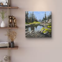 Image 4 of <h2>High Mountain Water Break </h2> <br />Original Artwork <br />12 x 12 <br />Oil on Panel